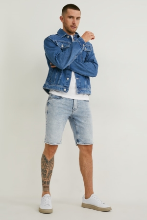 C&A Denim Flex Jog Denim Korte Broek Heren Blauw Lichtblauw | 2687MFYOT