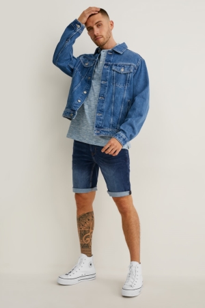 C&A Denim Flex Jog Denim Korte Broek Heren Blauw Donkerblauw | 6805AMGXD