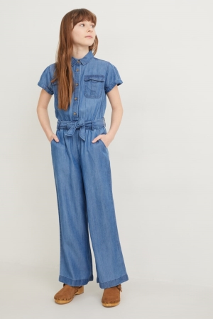 C&A Denim Tencel™ Lyocell Fibres Jumpsuit Meisjes Blauw | 9268HWMXB