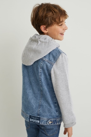 C&A Denim With Hood Jassen Meisjes Blauw Lichtblauw | 9328AHBUI