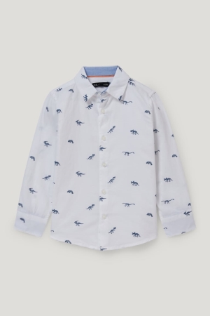 C&A Dinosaur Overhemd Jongens Wit | 3784JRMCN