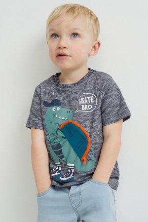 C&A Dinosaur Sleeve T-shirts Jongens Donkerblauw | 6824NVIAL