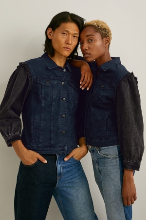 C&A E.L.V. Denim Denim Genderneutral Recycled Jassen Heren Blauw Donkerblauw | 2436GOJHE