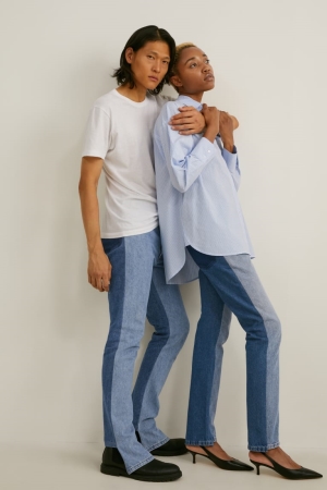 C&A E.L.V. Denim Rechtdoor High Taille Genderneutral Recycled Jeans Heren Blauw Lichtblauw | 6475RDVSW