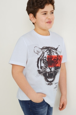 C&A Extended Sizes Multipack Of 2 Sleeve T-shirts Jongens Wit Lichtblauw | 7381DYFWN