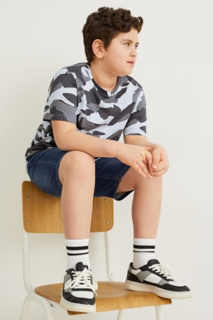 C&A Extended Sizes Multipack Of 3 Sleeve T-shirts Jongens Donkergrijs Wit | 0397ULDMQ