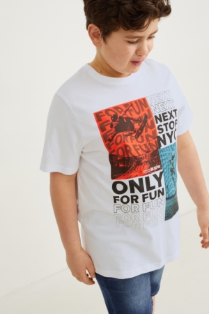 C&A Extended Sizes Multipack Of 3 Sleeve T-shirts Jongens Wit | 3285UVSRE