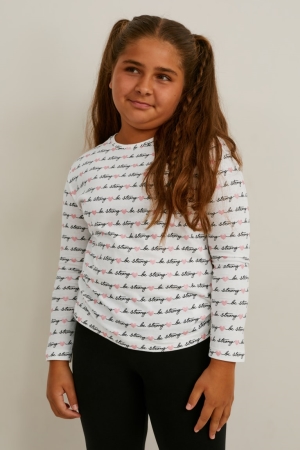 C&A Extended Sizes Multipack Of 4 Long Sleeve Topjes Meisjes Wit | 4756ORSLA
