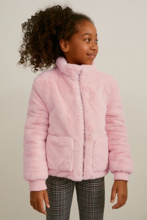 C&A Faux Fur Jassen Meisjes Roze | 2387ZJBYP