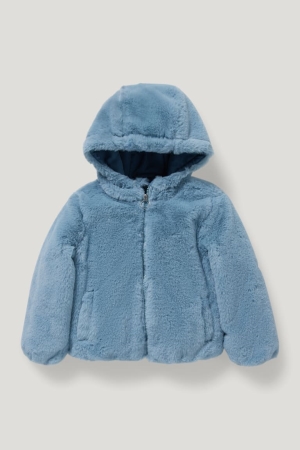 C&A Faux Fur With Hood Jassen Meisjes Lichtblauw | 1560EFACI