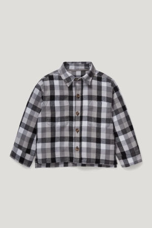 C&A Flannel Genderneutral Organic Katoenen Check Overhemd Meisjes Grijs | 6195QMBCK