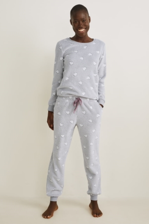 C&A Fleece Pyjama Bottoms Patterned Nachtkleding Dames Lichtgrijs | 8359UKXGR