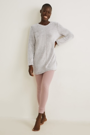 C&A Fleece Pyjamas Nachtkleding Dames Grijs | 6528CARPE