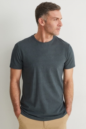 C&A Flex Organic Katoenen T-shirts Heren Donkergroen | 1387BTMED