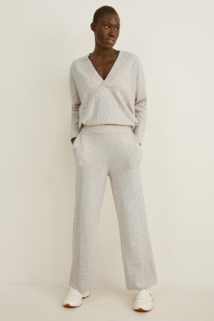 C&A Gebreid Broek Dames Beige | 8274RKJSN