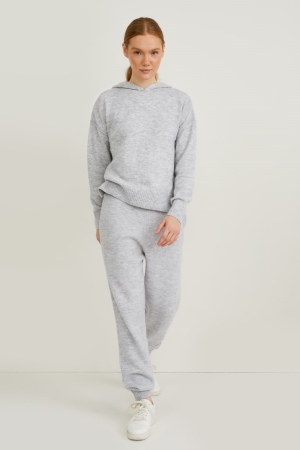 C&A Gebreid Broek Dames Lichtgrijs | 1092CMZNJ