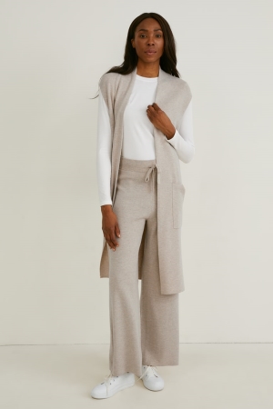 C&A Gebreid Comfort Fit Recycled Broek Dames Grijs | 8192GDWQO