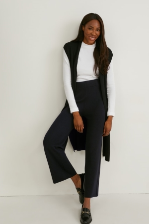 C&A Gebreid Comfort Fit Recycled Broek Dames Zwart | 9470ZAPKH