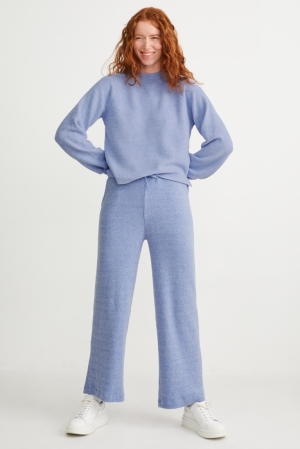 C&A Gebreid Regular Fit Broek Dames Lichtblauw | 2346PAWOV