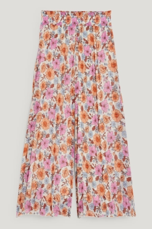 C&A Geplooid Floral Broek Meisjes Roze | 6327RLWEM