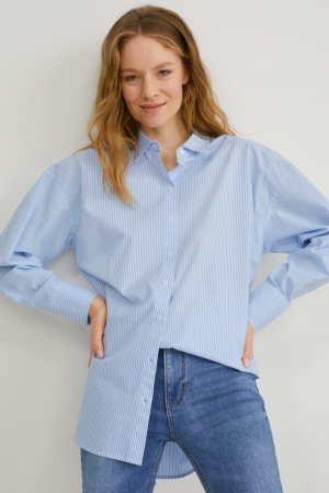 C&A Gestreept Blouse Dames Blauw Wit | 2074EHWLJ