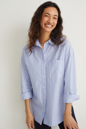 C&A Gestreept Blouse Dames Blauw Wit | 6402TOXVM