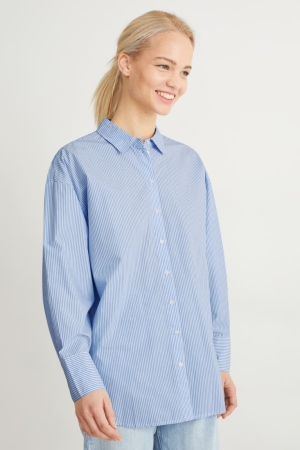 C&A Gestreept Blouse Dames Blauw Wit | 9436CPNFZ