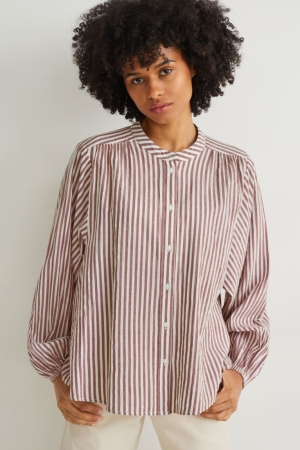 C&A Gestreept Blouse Dames Bruin Wit | 6814WEQBN