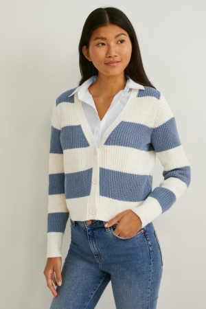 C&A Gestreept Cardigan Dames Blauw Wit | 5684DAJLM