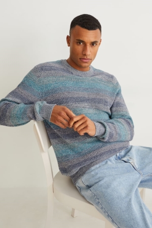 C&A Gestreept Jumpers Heren Blauw | 0574ZPUCH