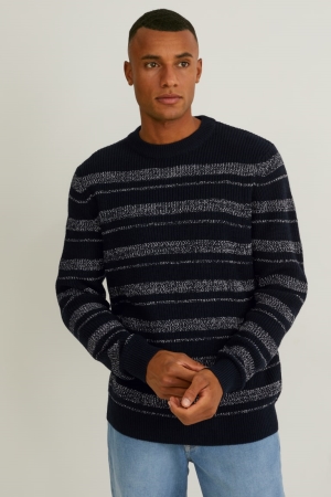 C&A Gestreept Jumpers Heren Zwart | 2985PQULK