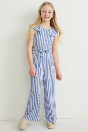 C&A Gestreept Jumpsuit Meisjes Blauw Wit | 8170VTIPR