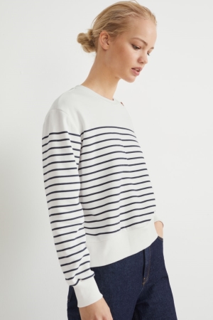 C&A Gestreept Sweatshirts Dames Wit | 5123NBLCX