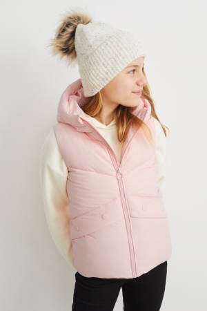 C&A Gewatteerd Gilet With Hood Recycled Jassen Meisjes Roze | 7852WBNKA