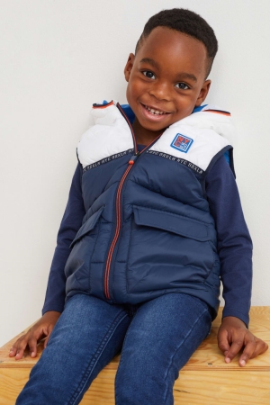 C&A Gewatteerd Gilet With Hood Recycled Jassen Meisjes Donkerblauw | 9710CZTVK