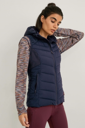 C&A Gewatteerd Gilet With Hood Thermolite® Ecomade Jassen Dames Donkerblauw | 1907TOWFU