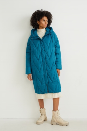 C&A Gewatteerd With Hood Bionic-finish®eco Recycled Jassen Dames Petrol | 3941BMQWR