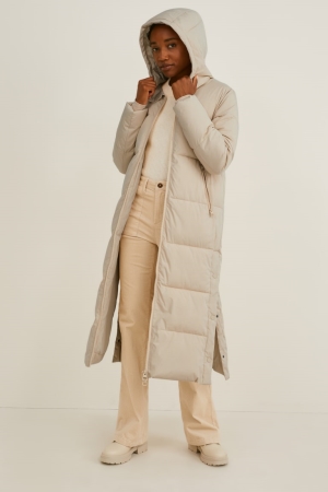 C&A Gewatteerd With Hood Recycled Jassen Dames Grijs Bruin | 0215JOERY