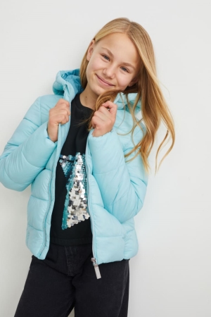 C&A Gewatteerd With Hood Recycled Jassen Meisjes Lichtturquoise | 3891RBSNL