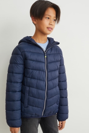 C&A Gewatteerd With Hood Recycled Jassen Meisjes Donkerblauw | 4802PGQYJ