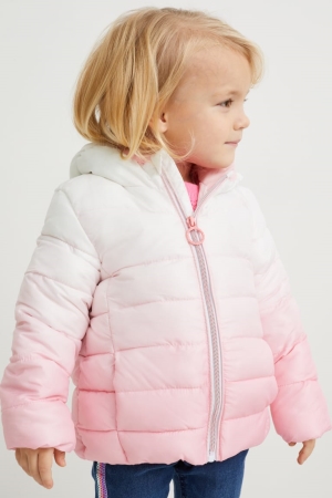 C&A Gewatteerd With Hood Recycled Jassen Meisjes Wit Roze | 5783TVMCK