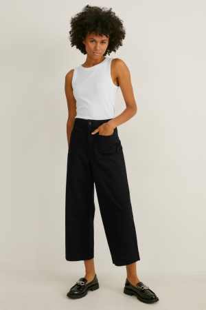 C&A High Taille Brede Leg Broek Dames Zwart | 4198XLFWV