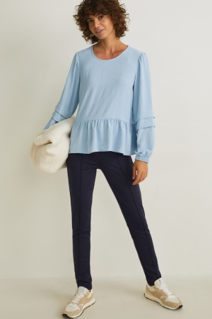 C&A High Taille Rechtdoor Fit Broek Dames Donkerblauw | 0214IMJUA
