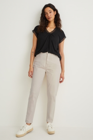 C&A High Taille Regular Fit Broek Dames Creme | 4673UWAST
