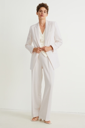 C&A High-rise Taille Brede Leg Broek Dames Wit | 5320OVTJN