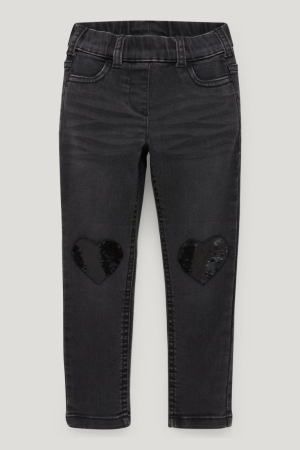 C&A Jegging Shiny Jeans Meisjes Zwart | 2465GOTZX