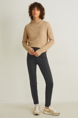 C&A Jersey Mager Fit Broek Dames Donkergrijs | 8019VYULT