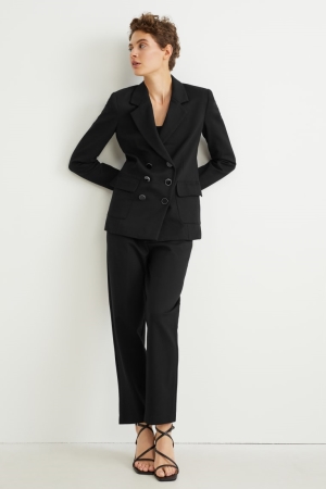 C&A Jersey Rechtdoor Fit Lenzing™ Ecovero™ Broek Dames Zwart | 2359UJVXN