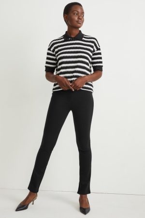 C&A Jersey Rechtdoor Fit With Lenzing™ Ecovero™ Broek Dames Zwart | 9016JYVXP