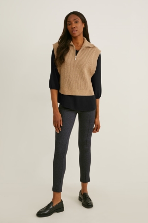 C&A Jersey Slim Fit Broek Dames Donkergrijs | 1726MWJRF